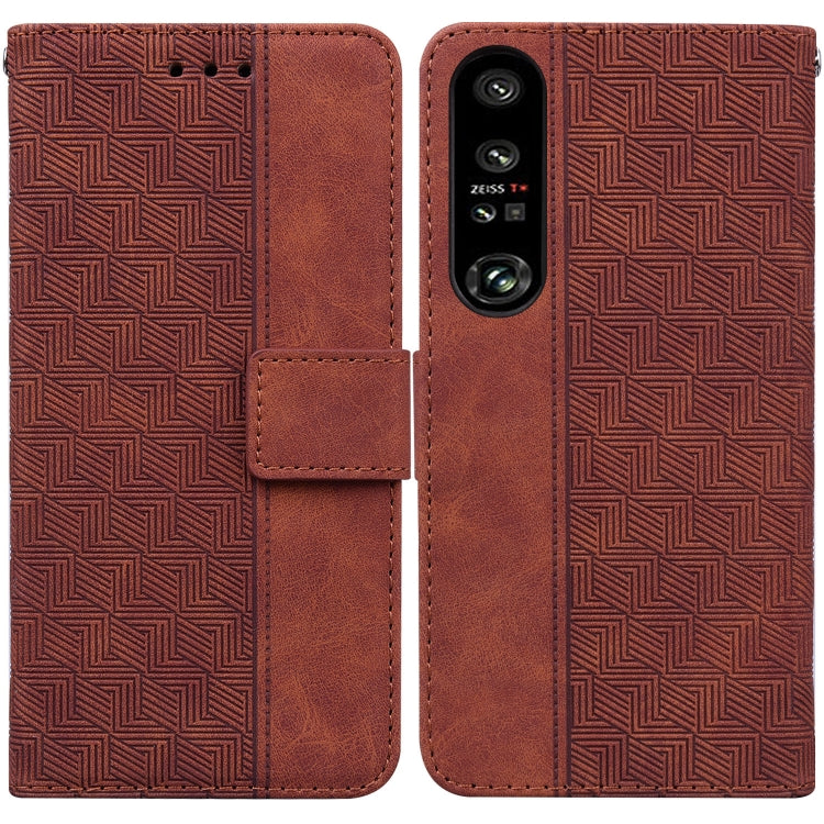 Custodia in pelle goffrata geometrica per smartphone