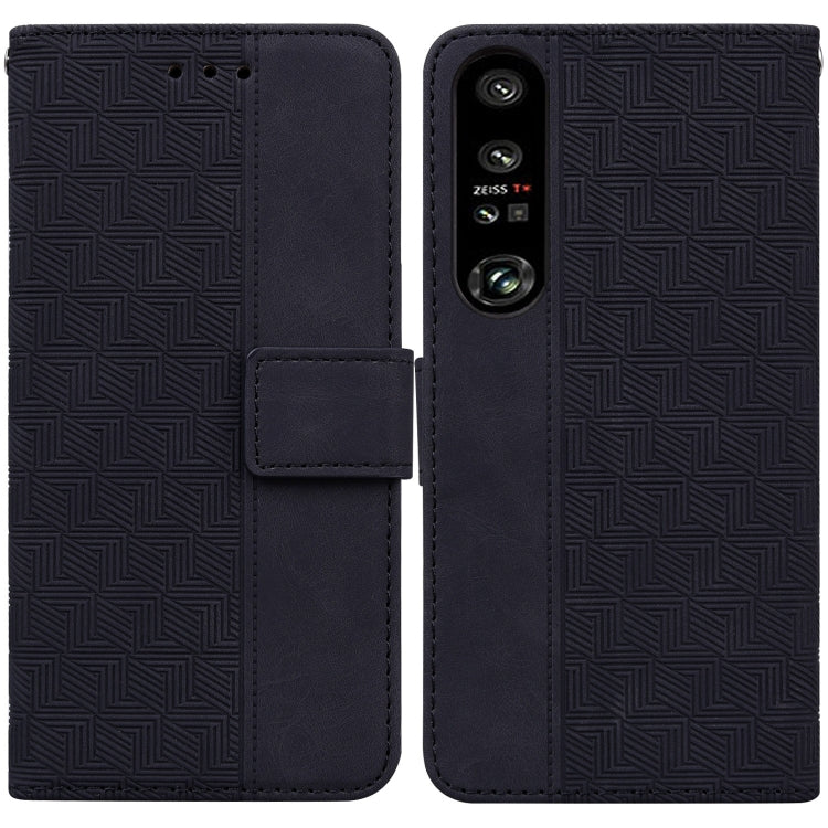 Custodia in pelle goffrata geometrica per smartphone