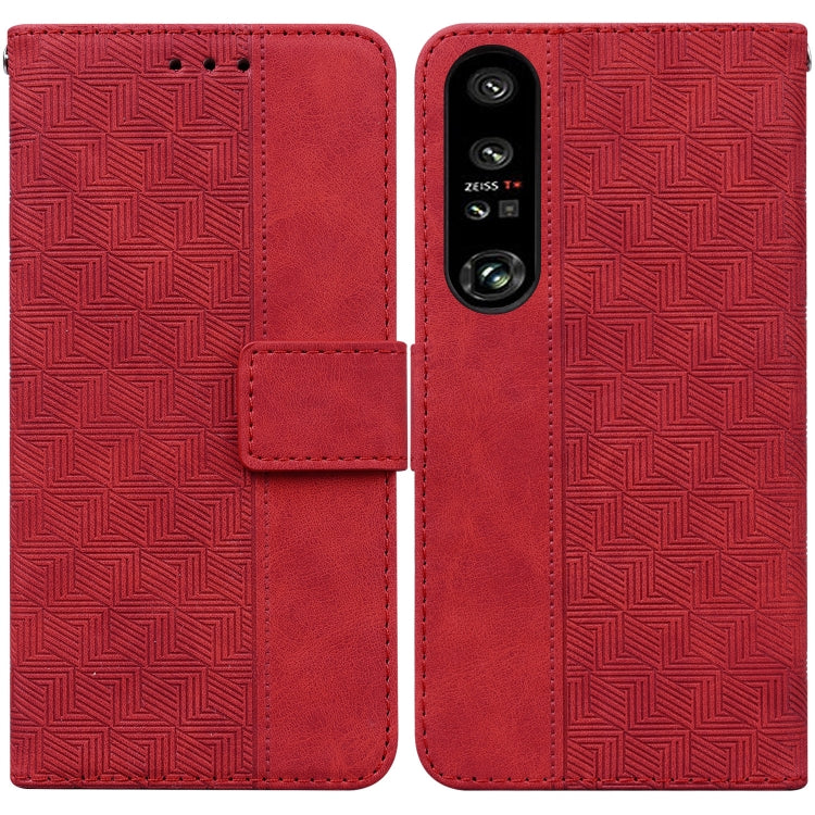 Custodia in pelle goffrata geometrica per smartphone