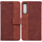 Custodia in pelle goffrata geometrica per smartphone