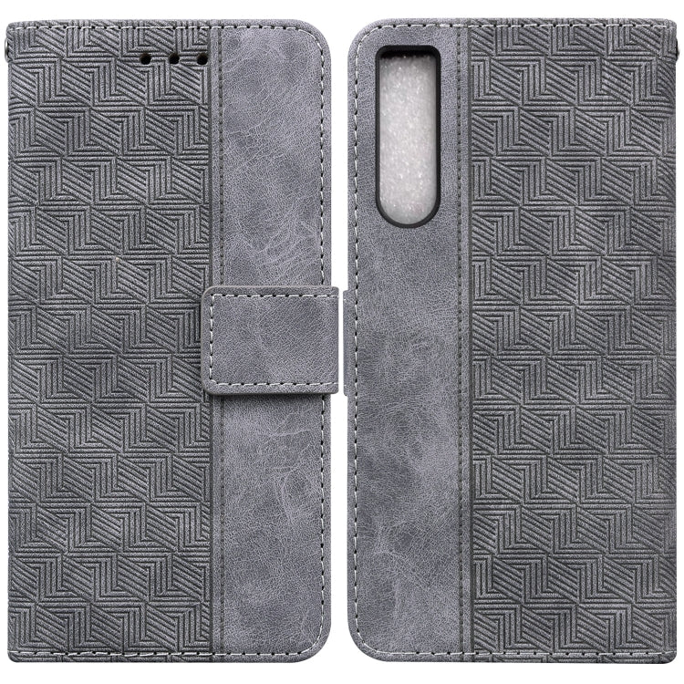 Custodia in pelle goffrata geometrica per smartphone