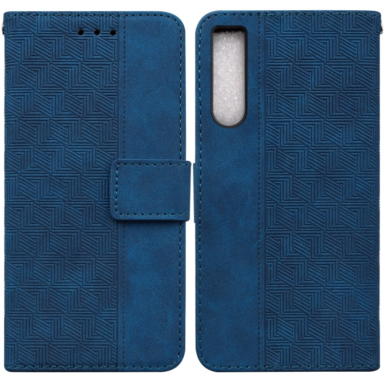 Custodia in pelle goffrata geometrica per smartphone