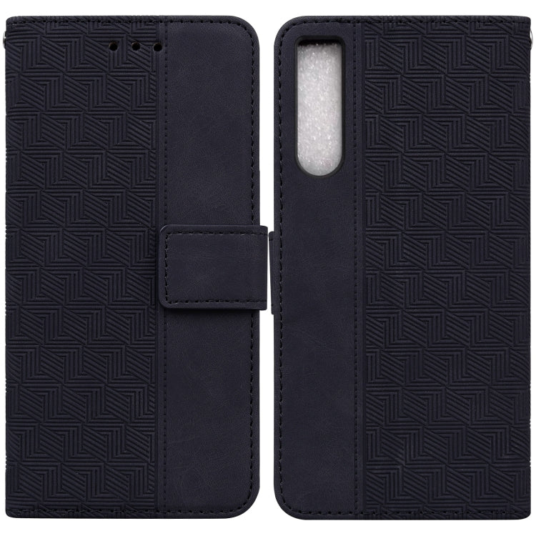 Custodia in pelle goffrata geometrica per smartphone