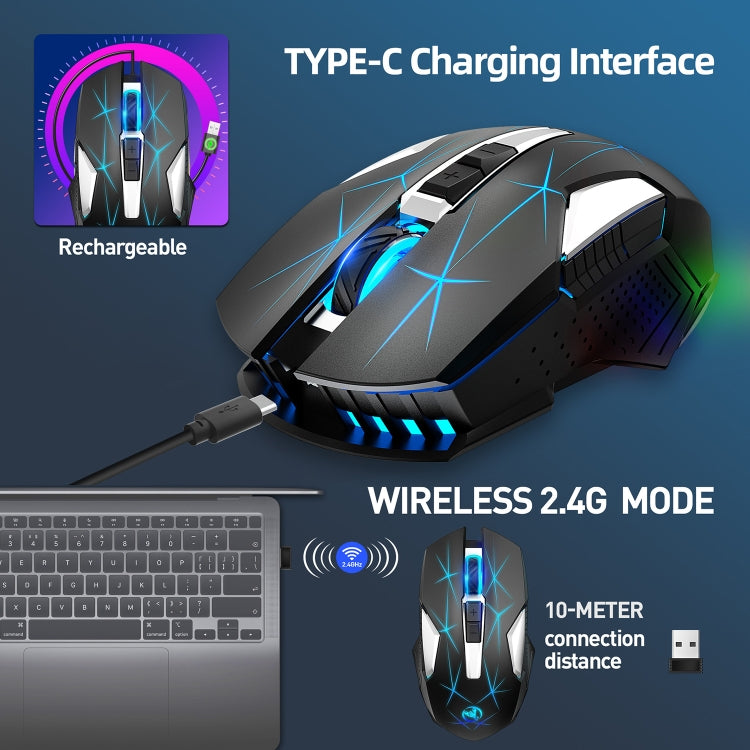 Mouse wireless HXSJ T300 7 tasti 2400 DPI 2.4G