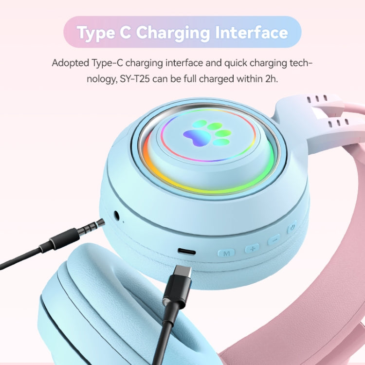Cuffie wireless Bluetooth T25 RGB con microfono staccabile