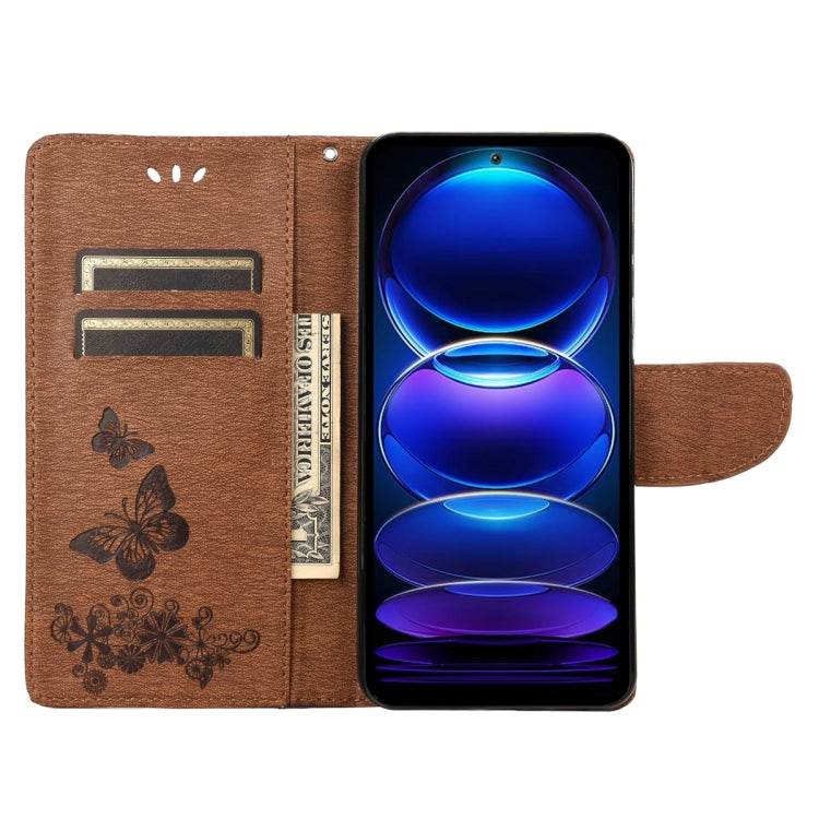 Custodia per cellulare in pelle flip orizzontale goffrata farfalla, For Xiaomi Redmi Note 12 Pro+ 5G Global