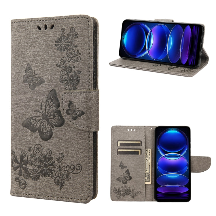 Custodia per cellulare in pelle flip orizzontale goffrata farfalla, For Xiaomi Redmi Note 12 Pro+ 5G Global