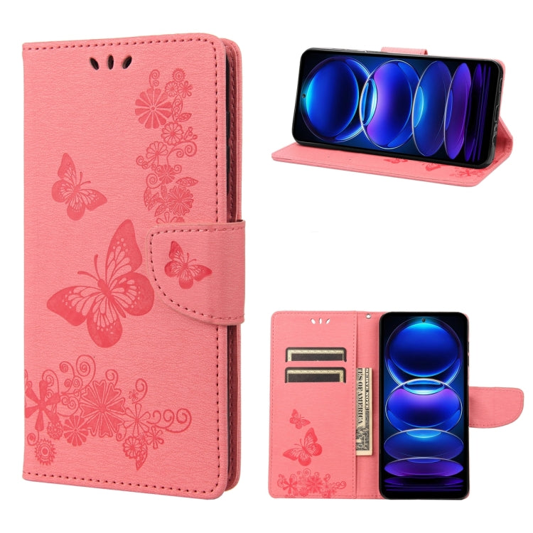 Custodia per cellulare in pelle flip orizzontale goffrata farfalla, For Xiaomi Redmi Note 12 Pro+ 5G Global