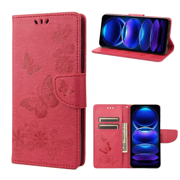 Custodia per cellulare in pelle flip orizzontale goffrata farfalla, For Xiaomi Redmi Note 12 Pro+ 5G Global
