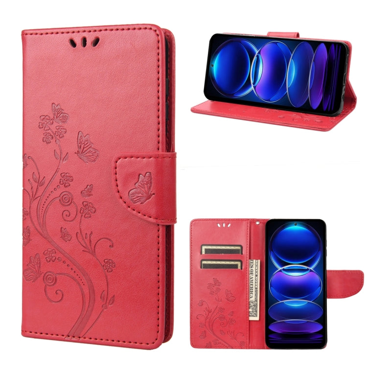 Custodia per telefono in pelle con motivo floreale a farfalla, For Xiaomi Redmi Note 12 Pro+ 5G Global
