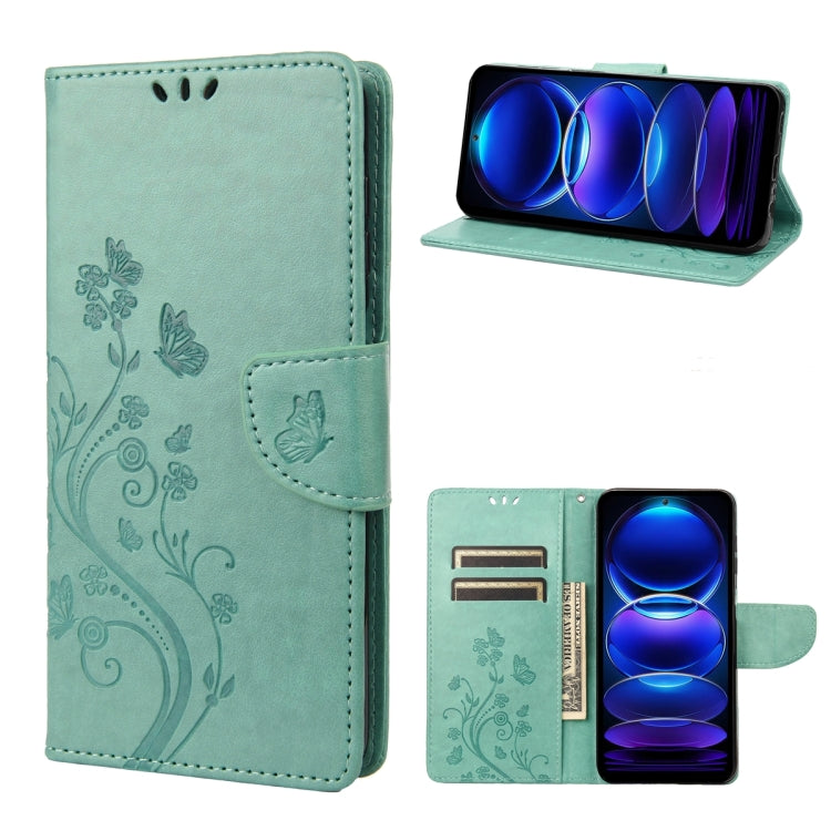 Custodia per telefono in pelle con motivo floreale a farfalla, For Xiaomi Redmi Note 12 Pro+ 5G Global