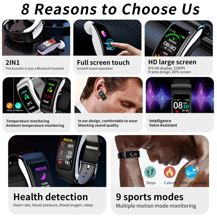 Smartwatch K60 1.08 pollici con auricolare e Bluetooth