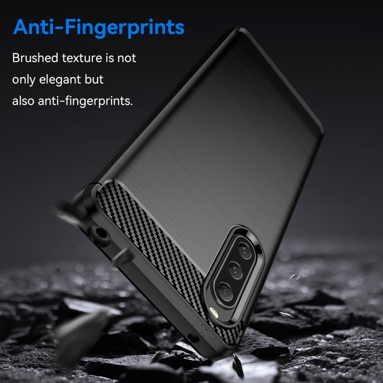 Custodia per telefono TPU in fibra di carbonio con trama spazzolata, For Sony Xperia 10 V