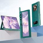 Custodia per telefono all-inclusive galvanica a motivo incrociato integrata con supporto, For Huawei Mate Xs 2