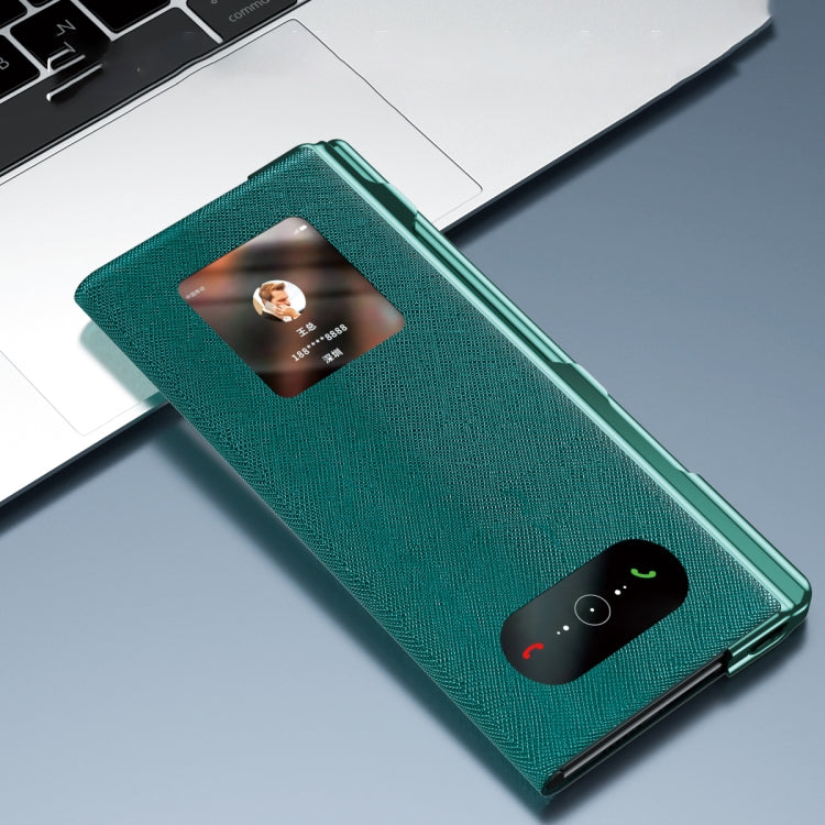 Custodia per telefono all-inclusive galvanica a motivo incrociato integrata con supporto, For Huawei Mate Xs 2