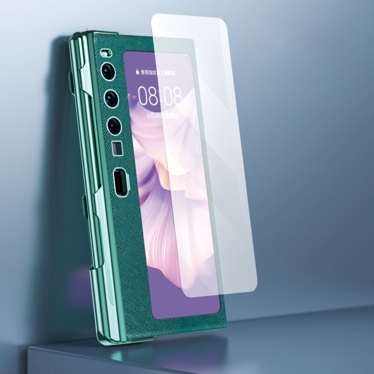 Custodia per telefono all-inclusive galvanica a motivo incrociato integrata con supporto, For Huawei Mate Xs 2