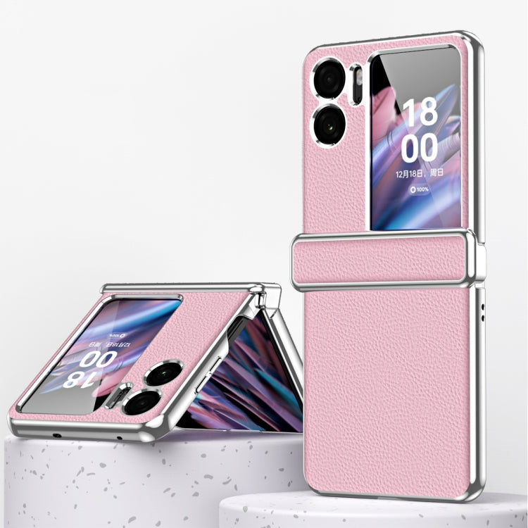 Custodia magnetica per telefono con cornice galvanica modello Litchi, For OPPO Find N2 Flip