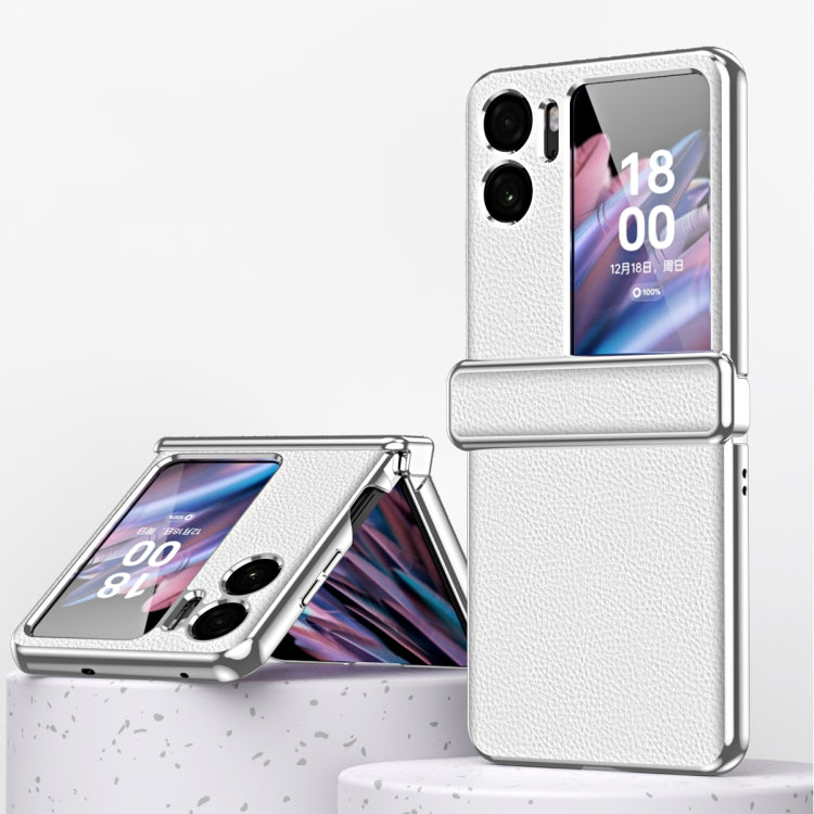 Custodia magnetica per telefono con cornice galvanica modello Litchi, For OPPO Find N2 Flip