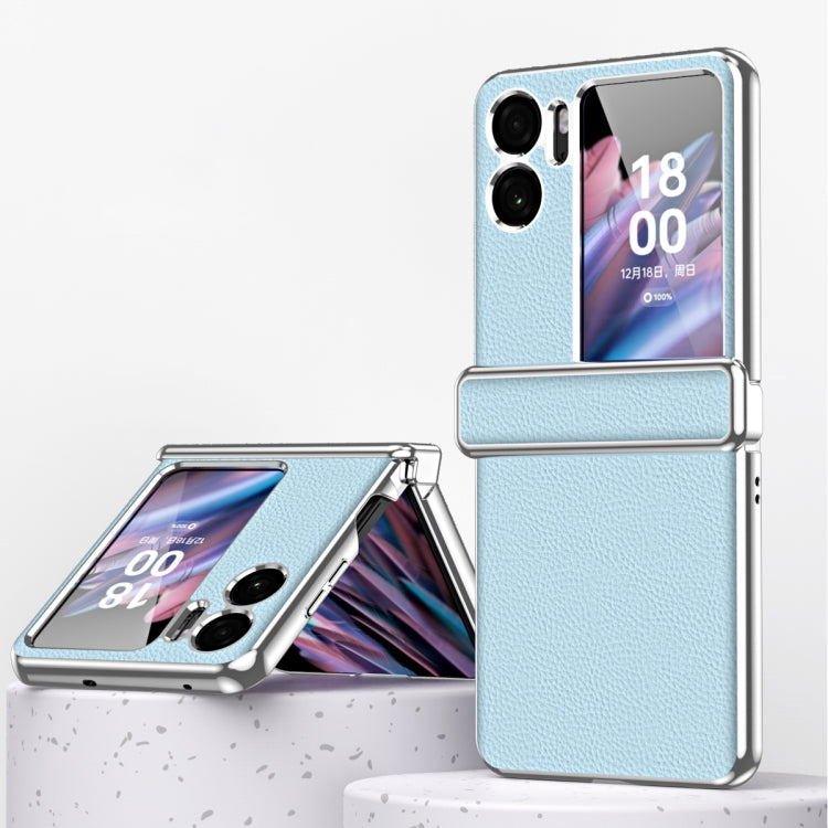 Custodia magnetica per telefono con cornice galvanica modello Litchi, For OPPO Find N2 Flip