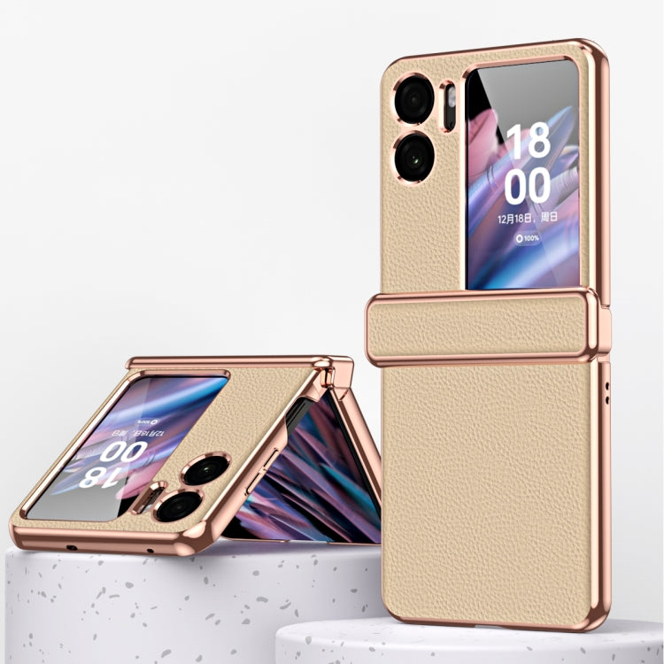 Custodia magnetica per telefono con cornice galvanica modello Litchi, For OPPO Find N2 Flip