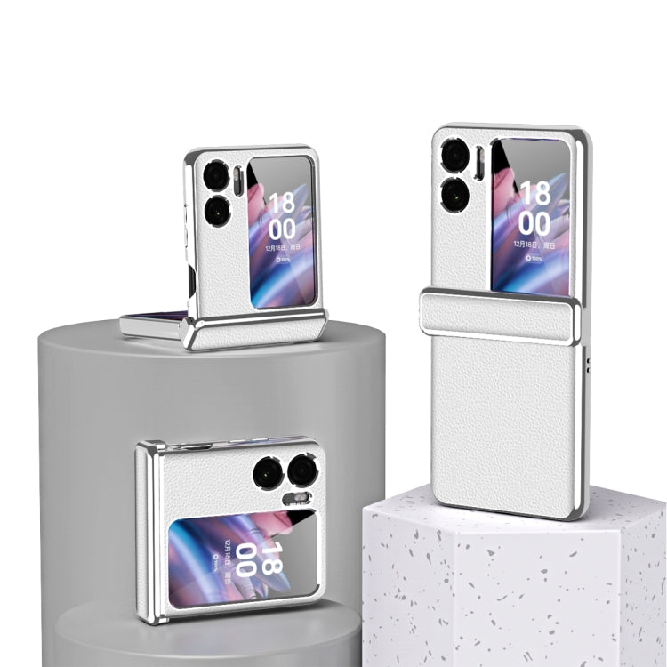 Custodia magnetica per telefono con cornice galvanica modello Litchi, For OPPO Find N2 Flip