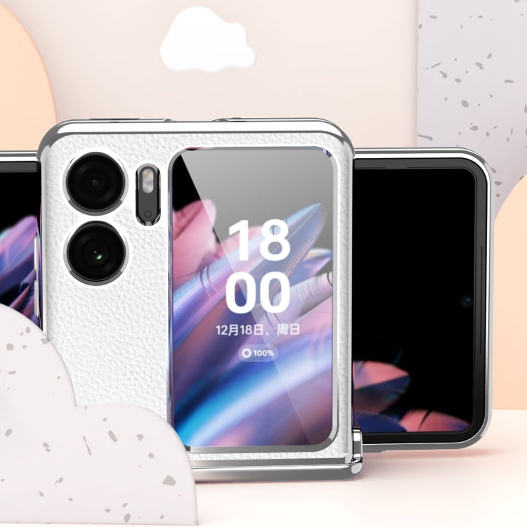 Custodia magnetica per telefono con cornice galvanica modello Litchi, For OPPO Find N2 Flip