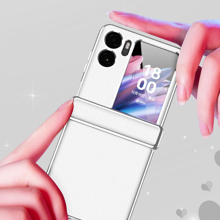 Custodia magnetica per telefono con cornice galvanica modello Litchi, For OPPO Find N2 Flip