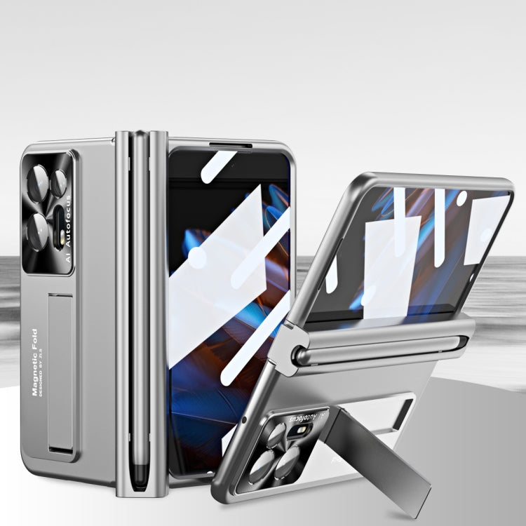Custodia per telefono all-inclusive con cerniera in metallo integrata con slot per penna, For OPPO Find N2