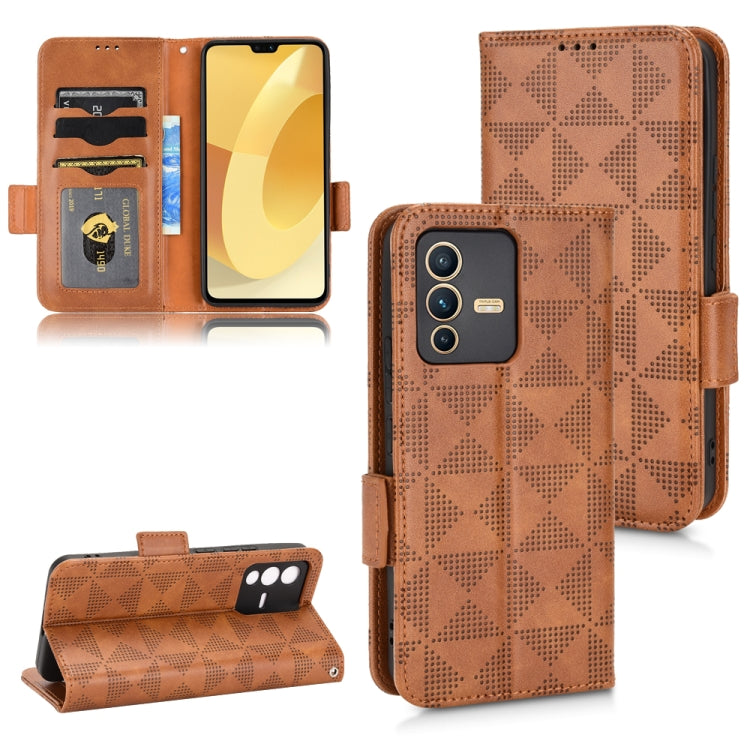 Custodia per telefono in pelle a triangolo simmetrico, For vivo S12 Pro / V230 Pro, For vivo S15e 5G, For vivo T1 5G / Y75 5G / Y55 5G, For vivo V27e / S16e