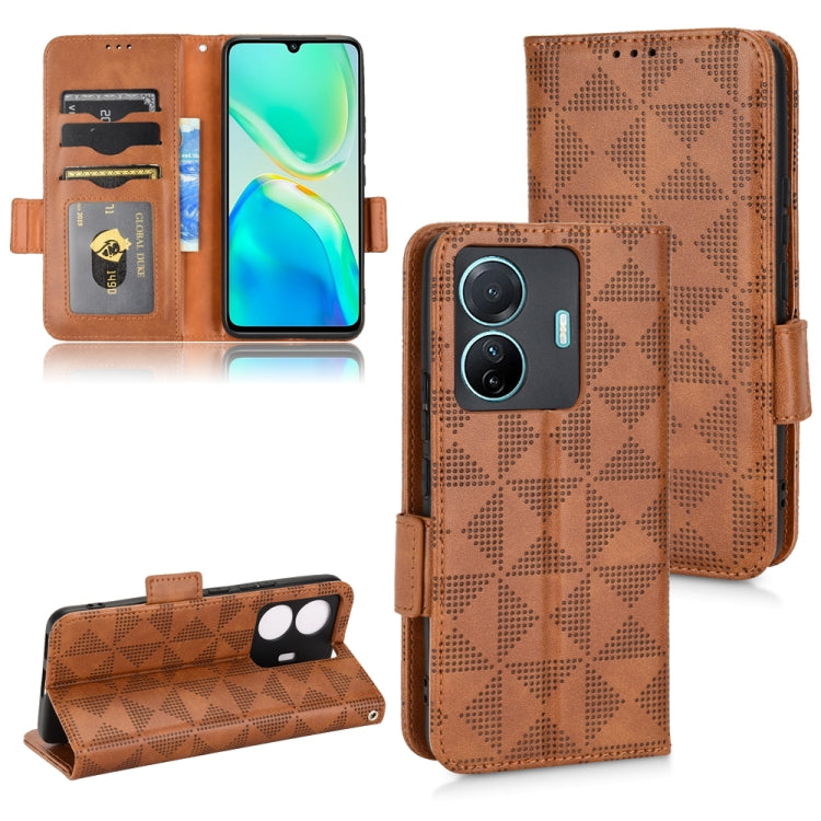 Custodia per telefono in pelle a triangolo simmetrico, For vivo S12 Pro / V230 Pro, For vivo S15e 5G, For vivo T1 5G / Y75 5G / Y55 5G, For vivo V27e / S16e
