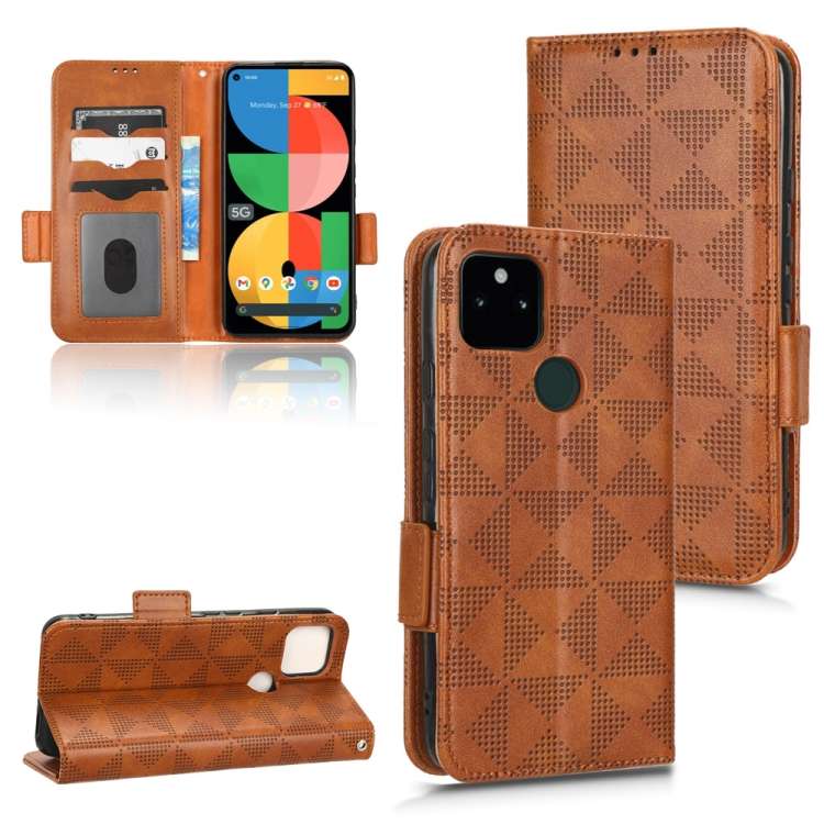 Custodia per telefono in pelle a triangolo simmetrico, For Google Pixel 4, For Google Pixel 5a 5G, For Google Pixel 5, For Google Pixel 6 Pro