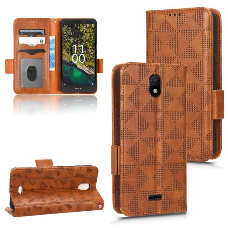 Custodia per telefono in pelle a triangolo simmetrico, For Nokia C21 Plus, For Nokia C21, For Nokia C100, For Nokia C200