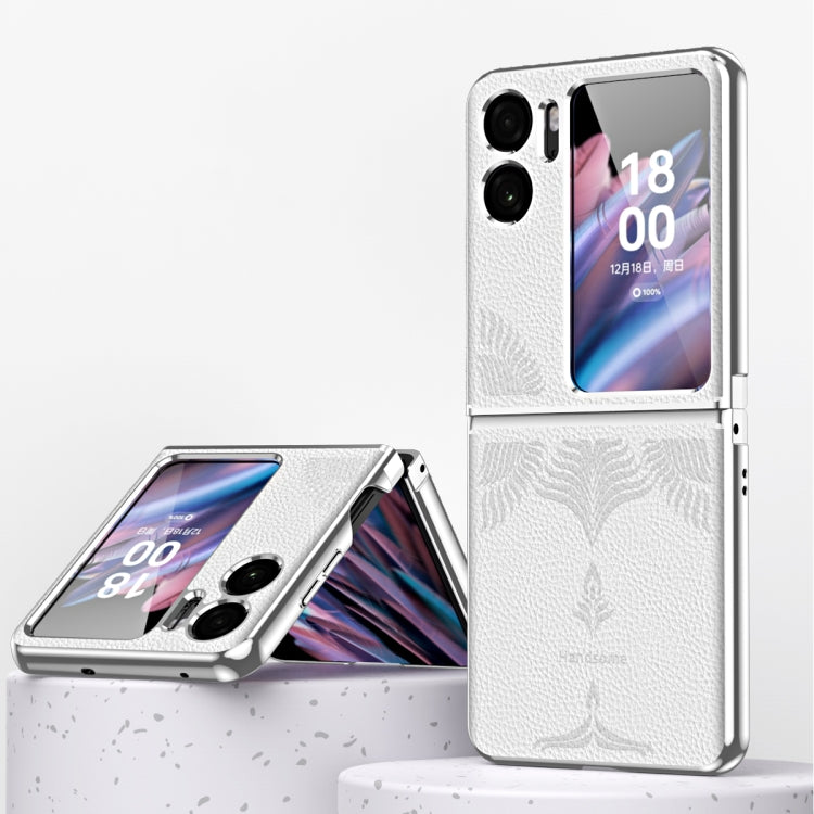 Custodia per telefono in rilievo con cornice galvanica modello Litchi, For OPPO Find N2 Flip