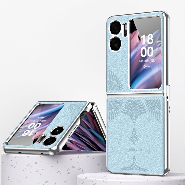 Custodia per telefono in rilievo con cornice galvanica modello Litchi, For OPPO Find N2 Flip
