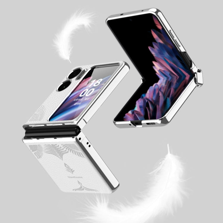 Custodia per telefono in rilievo con cornice galvanica modello Litchi, For OPPO Find N2 Flip