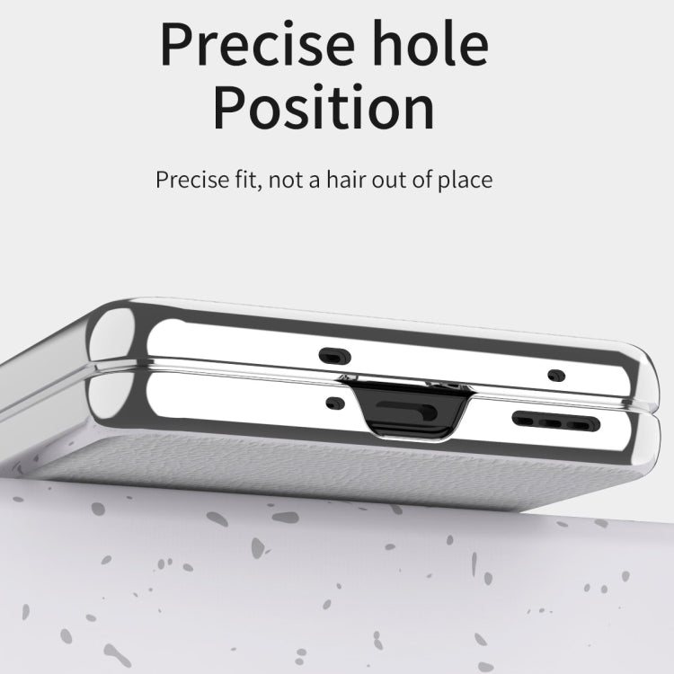 Custodia per telefono in rilievo con cornice galvanica modello Litchi, For OPPO Find N2 Flip