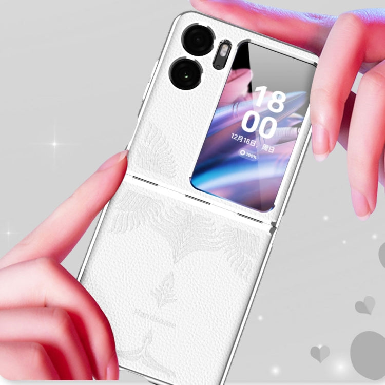 Custodia per telefono in rilievo con cornice galvanica modello Litchi, For OPPO Find N2 Flip