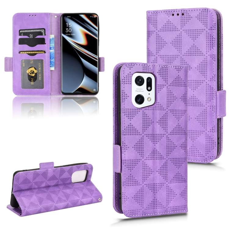 Custodia per telefono in pelle a triangolo simmetrico, For OPPO Find X5 Pro, For OPPO A17, For OPPO A55s 5G, For OPPO A57 5G / A77 5G