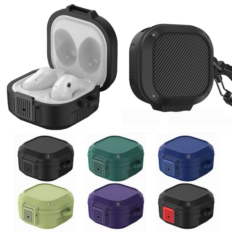 Custodia in silicone per auricolari wireless con interruttore e moschettone per Samsung Galaxy Buds Live / Buds2 / Buds Pro / Buds2 Pro