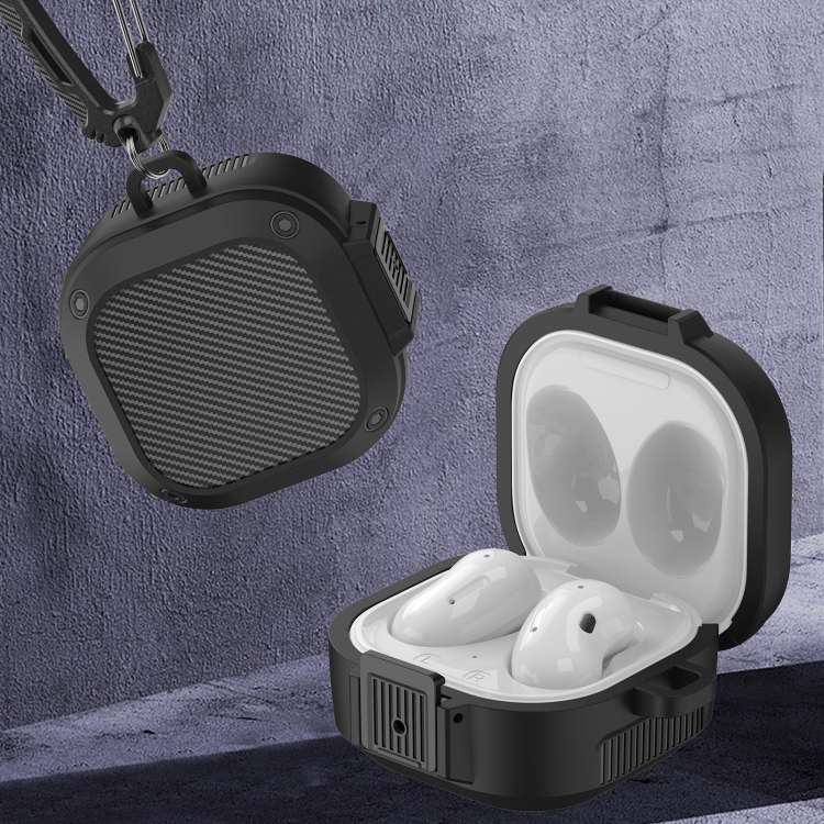 Custodia in silicone per auricolari wireless con interruttore e moschettone per Samsung Galaxy Buds Live / Buds2 / Buds Pro / Buds2 Pro