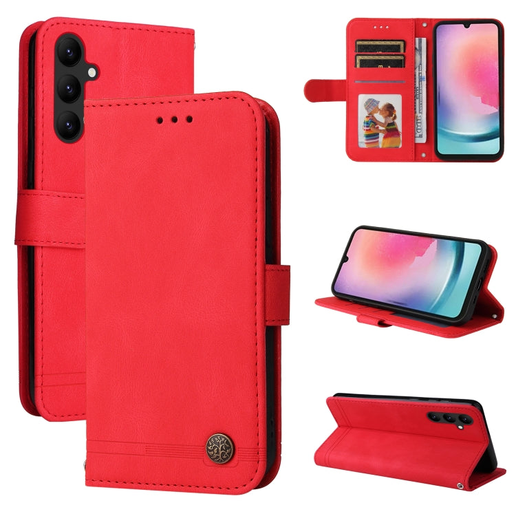 Custodia in pelle con bottone metallo per Samsung e Honor