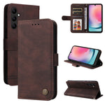 Custodia in pelle con bottone metallo per Samsung e Honor