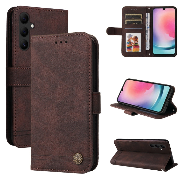 Custodia in pelle con bottone metallo per Samsung e Honor