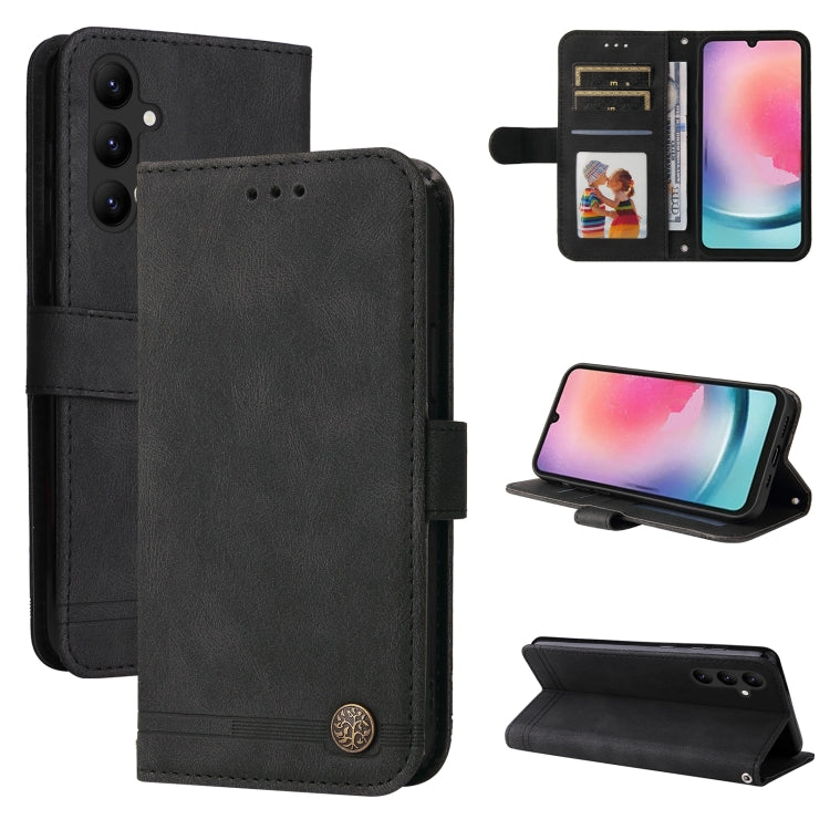 Custodia in pelle con bottone metallo per Samsung e Honor