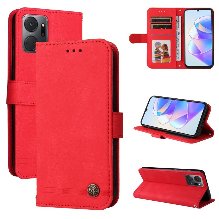 Custodia in pelle con bottone metallo per Samsung e Honor