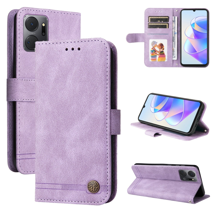 Custodia in pelle con bottone metallo per Samsung e Honor