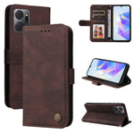 Custodia in pelle con bottone metallo per Samsung e Honor