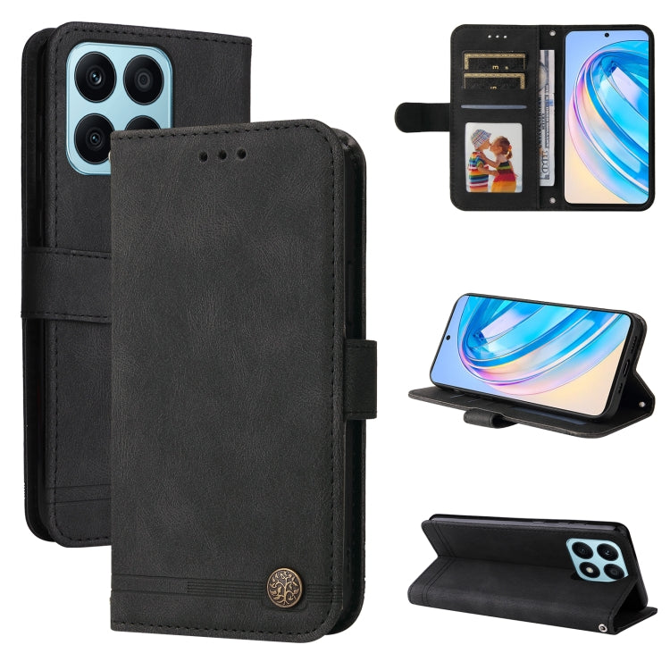 Custodia in pelle con bottone metallo per Samsung e Honor