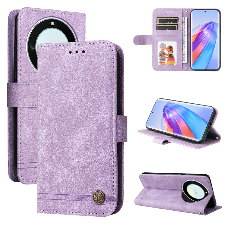 Custodia in pelle con bottone metallo per Samsung e Honor