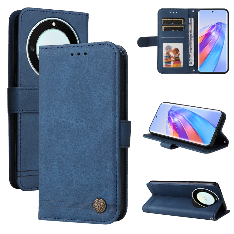 Custodia in pelle con bottone metallo per Samsung e Honor